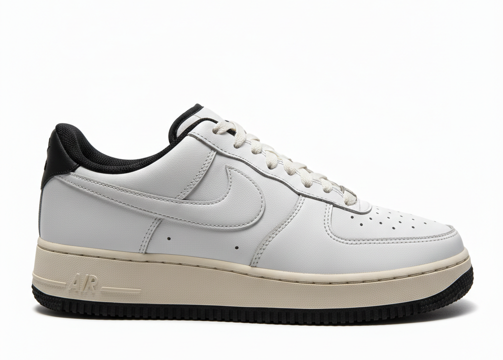 Nike Air Force 1 Low '07 - White / Tan (Sand) with Black Accents